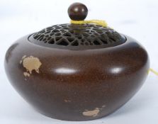 A Japanese bronze lidded pot / incense b