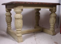 A Victorian carved oak refectory shabby