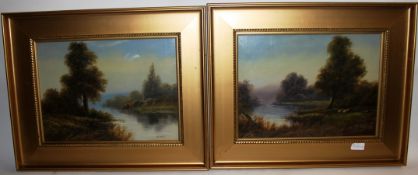 T Wood. A pair of 19th century oil on ca