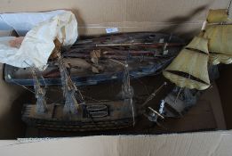 Three ( 3 ) model ships / galleons two b