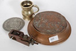 A copper 19th century bowl raised in rel