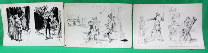 COOTE, MICHAEL; x 5 sketches on 3 pieces