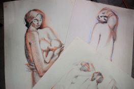 COOTE, MICHAEL; x 3 coloured pastel on p