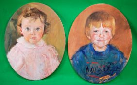 COOTE, MICHAEL; x 2 unframed, oval, oil