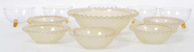 A fabulous retro Australian bobble/mottled glass trifle set together with another
