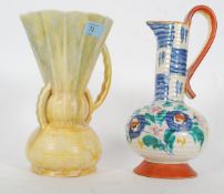 A 1930's Art Deco drip glaze twin handled jug by Beswick 3941 together with another jug of