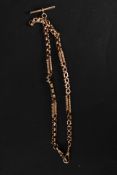 A good early 20th century 9ct gold (marked '9ct') Albert watch chain and bar,