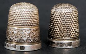 Two hallmarked 20th century silver thimbles, one hallmarked for Birmingham 1959,