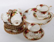 A small collection of vintage Royal Albert Old Country Roses china, mostly cups and saucers.