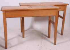 A good pair of 1950's beech wood double school desks.