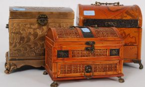 A collection of decorative caskets to include treasure style chests,