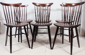 A set of six rail back chairs in the Ercol style having no noticable makers mark.