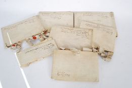 7x 17th century vellum indentures on vellum all relating to Barronett Edward Gorges of Wraxall,