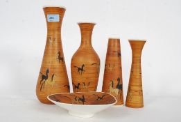 A collection of retro 1950's Bavarian Kunst vases to include stem vases etc with unusual design,