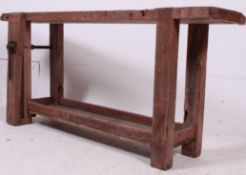 A 19th cenutry French chestnut Industrial workbench - console side table.