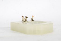 A mid 20th century Onyx and cold painted bronze mounted ashtray.