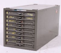 A mid 20th century metal ' Cardex ' 8 drawer table top Industrial filing cabinet chest.