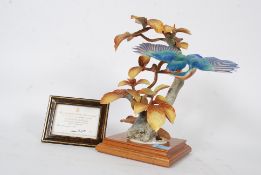 A Royal Worcester porcelain model / diorama by Dorothy Doughty - entitled Kingfisher and Autumn