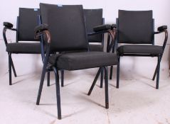 A set of 4 mid 20th century Industrial - possibly military folding tubular metal and blue vinyl