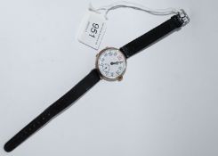 A fabulous 1930's Art Deco silver and enamel faced gentlemans wristwatch.