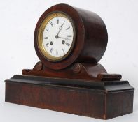A 19th cenutry mahogany barrel clock having Japy Freres 8 day brass movement with enamel face.