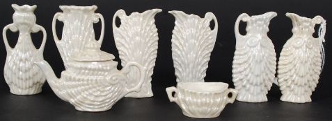 A collection of eight ( 8 ) pieces of miniature lustre jugs, vases, tea pot etc.