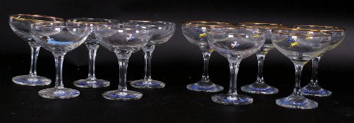 A collection of 10x retro vintage Babycham advertising cocktail glasses.