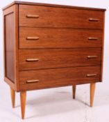 An excellent 1970's oak Danish chest / bank of drawers raised on tapered supports having a stunning