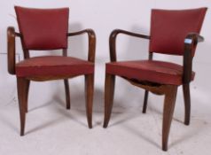 A pair of 1930's Art Deco beech wood / bentwood bridge chairs.
