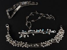 A silver 925 ball bracelet with chain together with a siam silver bracelet,