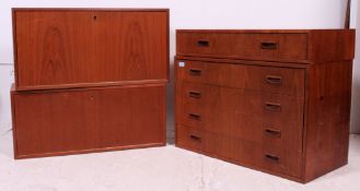 A 1970's retro modular teak affect bookcase sectional system ( lacking wall mounts ).