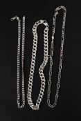 A good heavy large Italian silver 925 Italian gentlemans necklace together with 2 other silver 925