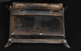 A silver hallmarked rimmed cut glass vase together with a silver plate Art Nouveau stamp holder