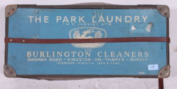 A good mid 20th century vintage laundry box for ' The Park Laundry ' complete with leather strap.