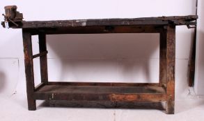 A 19th cenutry French chestnut Industrial workbench - console side table.