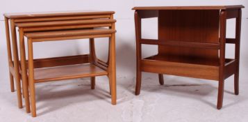 A good 1970's teak wood retro Danish inspired magazine rack of angular form together with a clean