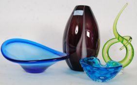 A collection of studio art glass to include pieces in the style of Murano and Whitefriars