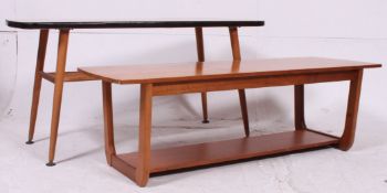 2  vintage 1950's retro coffee table with lower shelf together with another.