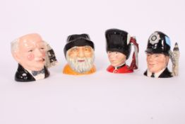 4x Royal Doulton miniature character toby jugs, including Policeman,