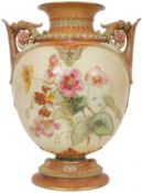 A 19th century large Royal Worcester two-handled vase.