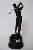 A 20th century bronze golf  figurine bearing the foundry mary for   ' Bronze Garantie Paris J B