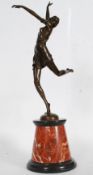 An Art Deco large Bronze figurine of a dancer being marked  to the plinth B.