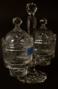 A stunning 20th century cut glass twin sectional conserve stand and twin pots complete with the