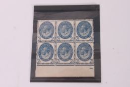 GB STAMPS; 1929 PUC 2½d Mint block of 6, five stamps unmounted.