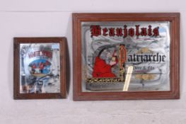2 vintage 20th century pub advertising mirrors, one for Beaujolais,