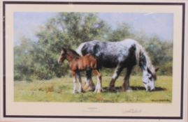SHEPHERD, DAVID; Summertime - original signed and limited edition print of horses. 99/1000.