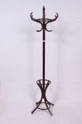 A vintage 20th century Thonet style painted bentwood hat stand / hatstand with coat hooks atop.