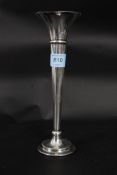 A silver hallmarked tapered solifleur stem vase bearing hallmarks for Deakin & Francis,