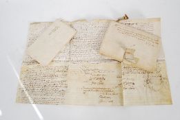 3x antique 17th century vellum indentures, all related to Somerset land agreements,