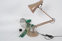 A retro anglepoise lamp along with a retro machinist lamp of similar form
